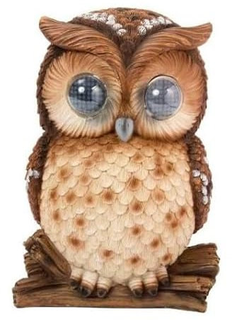 Smart Solar Búho parpadeante para decoración de jardín con ojos brillantes, 25 x 18 cm, polirresina