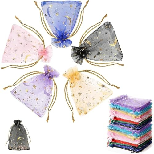 MDUPPE 100 Stück Organzasäckchen, 10x15CM Geschenk Hochzeit Säckchen 5 Farben Organza Beutel Mit Kordelzug,Organza Säckchen Organzabeutel Schmucksäckchen Geschenktüten Für Hochzeit