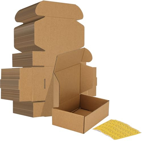 HORLIMER 6x4x2 inches Shipping Boxes Set of 50, Brown Corrugated Cardboard Box Literature Mailer