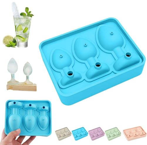 Adult Prank Ice Cube Mold,Fun Shapes Novelty Silicone Ice Molds,Tray for Gag Party Joke Gifts, Reusable Ice Mold With Leak Proof Removable Lid,for Cocktails Whiskey Drinks Party (blue)