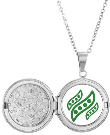 no/no Collana con medaglione a forma di pisello felice con espressione vegetale, idea regalo per compleanno