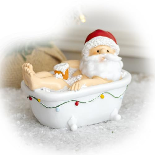 Darthome Santa In The Bath Ornament 13x10x10cm Resin Drunk Father Christmas Decor Novelty Figure