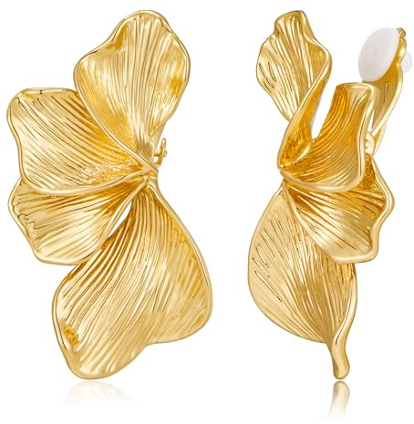 LILIE&WHITE Boucles d'oreilles à clip pour femme, hypoallergéniques, ne ternissent pas, design élégant pour femme, pas besoin de piercing, 2 mm, Laiton