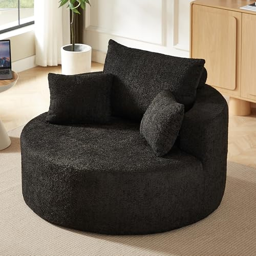 Bladez Modernes Chaiselongue Einzelsofa aus Chenille, Bequemes Schlafsofa & Relaxsessel ohne Montage, Weiches Liegesofa für Wohnzimmer & Apartment, Schwarz