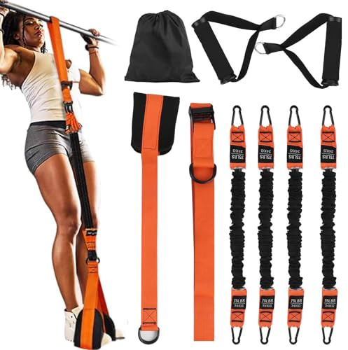 Armhävningshjälpband, robusta pull-up-träningsband med justerbart motstånd och höjd med bekvämt fotstöd, 4 pull-up-band, hjälpband för pull-ups, multifunktionella dragövningar (Orange)