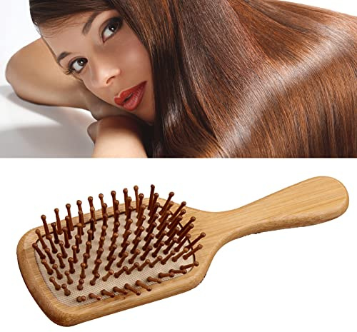 Xiuganpo Cepillo de Cojín de bambú Ecológico con Efecto Desenredante para Peinar el Cabello en Casa, Cepillo Desenredante de bambú de 8,1 X 2,5 Pulgadas