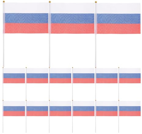 TOBBOMEY 20 Kleiner Russische Flaggen an Stäben Handliche Polyester Nationalflaggen für Paraden Partydeko und Festliche Veranstaltungen