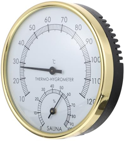 YARNOW Termómetro Higrómetro para Sauna Pequeño Esfera Clara, Indicador de Temperatura y Humedad Ambiental, Accesorio Práctico Multiusos para Interior y Terrario, Medidor Higrotermógrafo