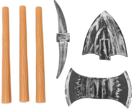 PHENOFICE Set 3 Pezzi Attrezzi da Gioco in Plastica per Costume Nano, Piccone Finto, Accetta Doppia Faccia e Pala per Halloween, Feste a Tema e Cosplay e Adulti
