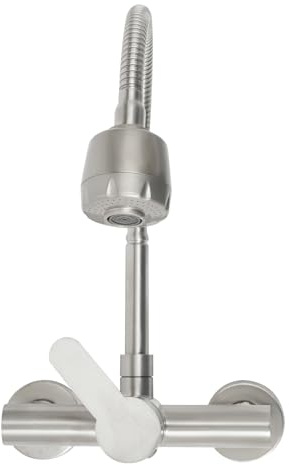 QUIOTUIR Robinet Cuisine Mural avec Bec Pivotant 360° 2 en 1 Mitigeur Cuisine Colonne D'eau et Douche Modes Robinet Evier pour Cuisines, Salles de Bains, Salles D'eau, Buanderies