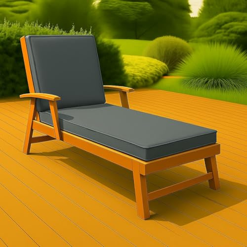 Slumber Haven Waterproof Sun Lounger Cushion – Extra Thick Foam Garden Sunbed Cushion with Removable Washable Cover, Recliner Chair Seat Pad for Patio, Poolside, Beach & Outdoor Furniture (Grey)