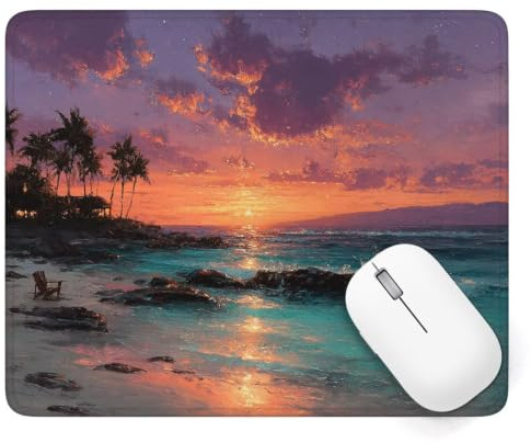Alfombrilla Ratón 340 x 280 mm, Playa Alfombrilla Ratón Gaming, A-173 | Pequeña Mouse Pad con Impermeable y Antideslizante, Mousepad Paisaje Mejora la Precisión y Velocidad, para PC Teclado Gamer