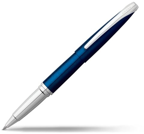 Cross ATX Translucent Blue Lacquer Rollerball Pen, Medium Point, Black Ink