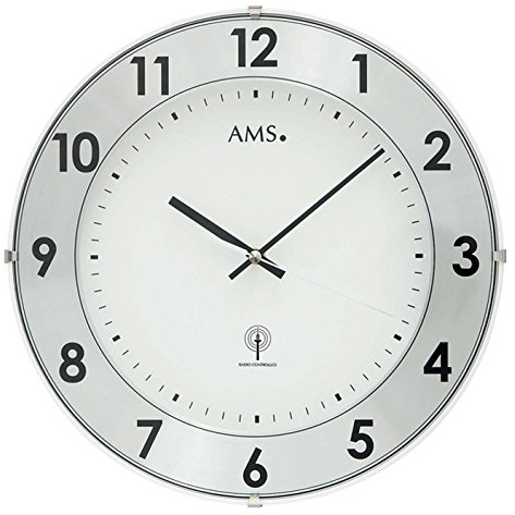 AMS 5948 Runde Funk Wanduhr mit Zahlenring Minutenzeiger Skala Kunststoffgehäuse