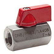 Edelstahl-Mini-Kugelhähne, PN 63, für Wasser, Öl, Druckluft, Kraftstoffe (G 3/8, Innengewinde)