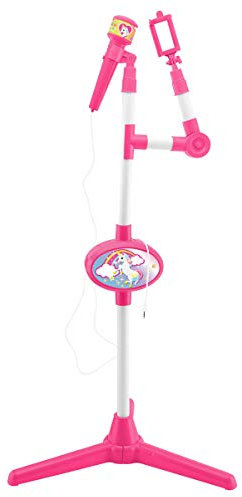 Lexibook Pie Luminoso, Especial Karaoke Microfono Unicorno con Altoparlante e Supporto Illuminato, Jack ausiliario per collegare Musica, Rosa/Bianco, S150UNI, Colore, 1