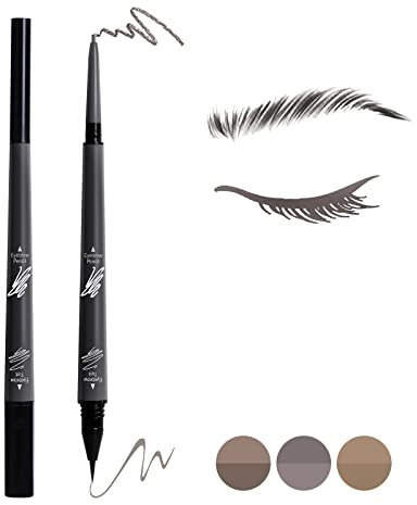 Music Flower 2-in-1 Augenbrauenstift, Wasserfester und lang anhaltender flüssiger Augenbrauenstift, Doppelseitiger Stift zum Auffüllen und Definieren der Augenbrauenfarbe, Dunkelgrau