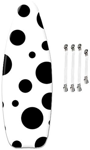 ZJBKX Bügelbrettbezug, Schwarze und weiße Punkte, mit Kordelzug gesichert, mit 4 Clips