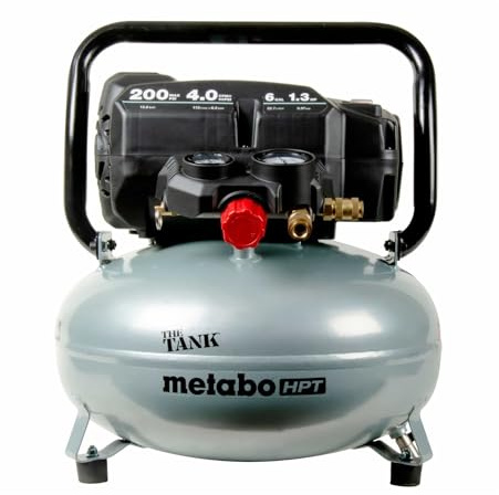 Metabo HPT Air Compressor, THE TANK, Portable Pancake Air Compressor 200 PSI, 6 Gallon Tank, Versatile for Use with Framing, Siding, Finish, Brad or Roofing Nailers, EC914S