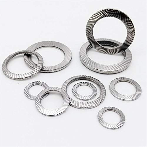 Flache Unterlegscheiben Sortiment, 10 / 50pcs M2.5 / M3 / M4 / M5 / M6 / M8 / M10 / M12 / M14 / M16 DIN9250 304 Edelstahl Tellerfeder Fächerscheibe Knurled elastische Dichtung (Size : 50pcs M6)