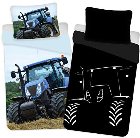 BrandMac ApS Glow in The Dark Traktor Kinder-Bettwäsche-Set 135x200 Baumwolle Leuchtet im Dunkeln