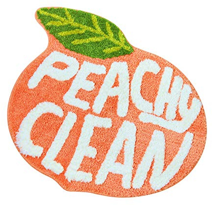 Peach Clean Badematte, Badezimmerdekoration, Teppich, pfirsichfarben, weicher und saugfähiger Plüschkorallenstoff, auch für Schlafzimmer, Kinderzimmer, rutschfest, waschbar