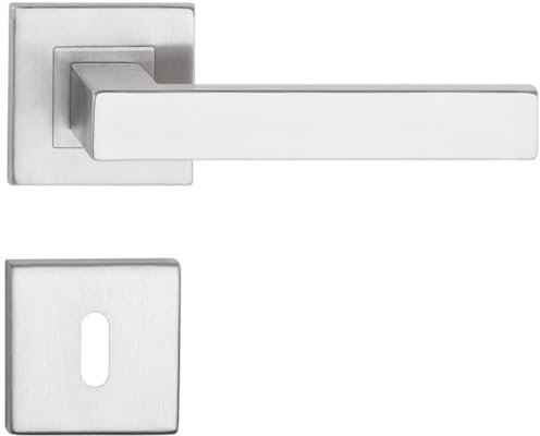 Sellon24® Türgriff Türklinke Edelstahl matt für Innentüren Türdrücker BB WC PZ Türbeschlag Drückergarnitur Eckig modern inkl. Befestigungsmaterial (BB Topaz)