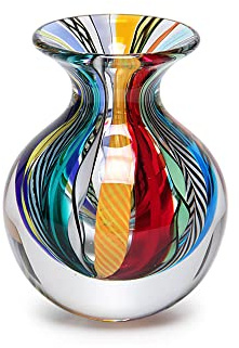 Ca D Oro Kleine Glasvase Boho mit farbigen Stangen, mundgeblasenes Kunstglas im Murano-Stil, Modell Nr. 3