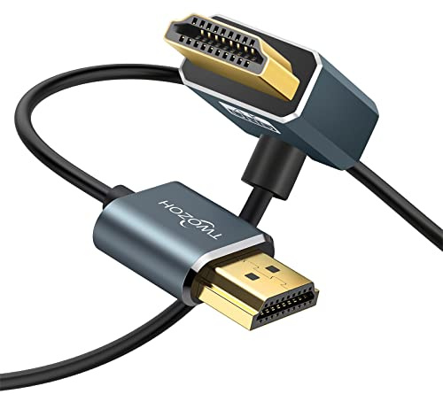 Twozoh Ultra Slim Câble HDMI Angle Coudé 270° Degré 3M, Fin et Souple Cordon HDMI Cable Supporte 3D/4K@60Hz