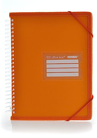 Hüllenmappe mit Spiralbindung und festem Deckel mit verstärkten Seiten und Gummizug mit Colorline by Office Box (A5 - 20 Hüllen, orange)