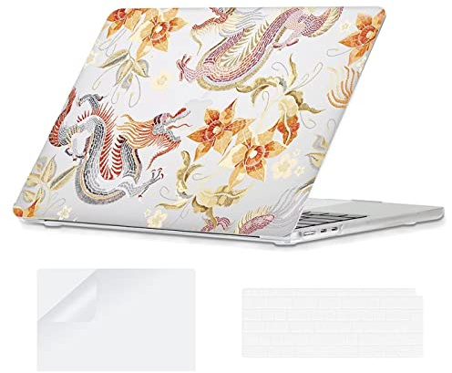 YOPAS für MacBook Air M5 13 Zoll Hülle M4 M3 M2 2026-2022, Tastaturabdeckung und Displayschutzfolie, Laptop Hülle Kompatibel mit MacBook Air 13,6 A3449 A3240 A3113 A2681, Drachen