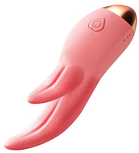 YcsLust Doppelzungen Vibrator für Frauen mit 10 Vibrationsmodi Heizung G-Punkt Klitoris Stimulator Realistischer Zungen Dildo Vibrator Sexspielzeug für Paare Frauen wasserdicht aufladbar