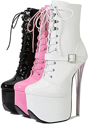 Zapatos de tacón Alto para Mujer 19CM Botas Cortas de tacón Alto Crystal Large Short Tube Fashion Boots