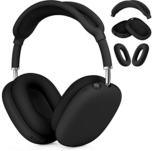 Filoto Case Cover for Airpods Max Headphones, Ear Pad Case Cover/Ear Cups Co ver/Headband for AirPods Max (USB-C/Lightning)(2024/2020), Silicone for Apple Airpod Max, Accessories Cases (Black)