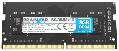 BRAINZAP 8GB DDR4 2133MHz PC4-2133P-SA0-10 SO-DIMM CL15 1Rx8 1.2V Unbuffered Non-ECC RAM Arbeitsspeicher für Notebook Laptop Speichermodul Memory
