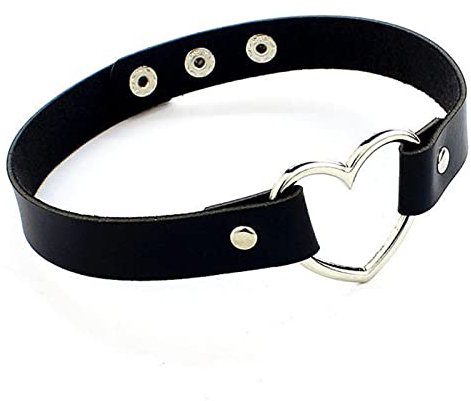 MENGQING Modische PU-Leder-Halskette für Damen, Herz, Punk, Statement-Halsketten, Schmuck, Collier, Femme-Schmuck, Schwarz