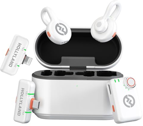 Hollyland Lark M2S Combo Micro Cravate sans Fil, Cravate sans Fil, sans Logo, Ultra Discret, Ultra-Léger 7g, USB-C +Lightning +Caméra, pour iPhone, Android, Vlog, Interview et Vidéo Professionnelle