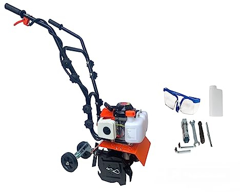 Motozappa con Motore a Scoppio 2 Tempi da 63cc Motocoltivatore Zappatrice Potenza 2.0Kw e con Larghezza Raggio di Lavoro 300mm Motozappa a Scoppio per Orto