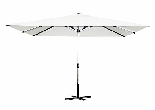 METRO Professional Sombrilla cuadrada, aluminio, 4 x 4 m, repelente al agua, blanco/gris