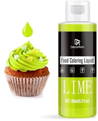 Lebensmittelfarbe - 160ml Flüssige Konzentrierte Lebensmittel Farben für Kuchen Dekoration, Backen, Kekse, Macaron - Zuckerfrei Food Coloring für Getränken, Tortendeko, DIY Slime, Osterei (Kalk)