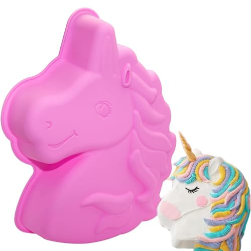Bukezudang Unicorn Baking Mould, Silikonform Einhorn, Einhorn-Kuchenform,Kuchenform Kinder, Form 3d Cartoon Silikon, Backform Pferd, Für Party Geburtstage, Backen Kindergeburtstag Silikonform