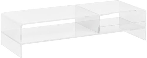 HOMCOM Monitorständer Bildschirmerhöhung mit Staufach, Monitorerhöhung für Monitore bis 24 Zoll, Schreibtischaufsatz für Computer, PC, Laptop bis 5kg, Acryl, 50,8 x 19 x 12 cm