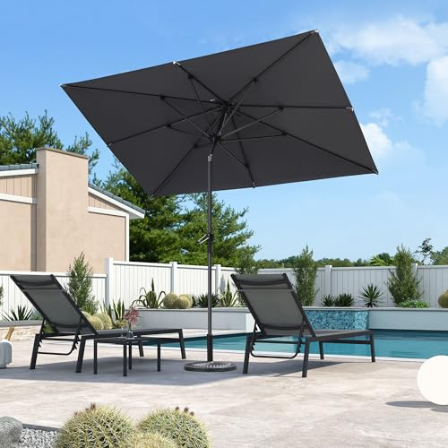 PURPLE LEAF Parasol Balcon 180 x 270 cm Rectangulaire Gris Anti-Vent | Polyester 200 g/m², Ouverture et fermeture faciles, Résistant aux intempéries, Anti-rouille, Hydrophobe, Aluminium, Jardin