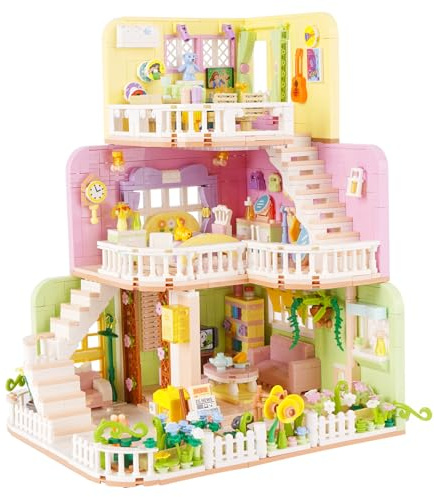 LULUFUN Bauklötze Traumhaus Spielzeug Dreilagiges Villa Freunde Baukasten Bildungsurlaub Ferienhaus Bauklötze Spielzeug