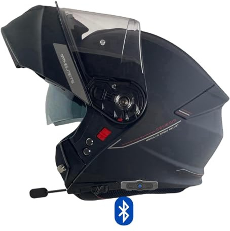 MT Helmet Genesis Casque rabattable avec Bluetooth intégré, taille L (59/60), noir mat, homologué 22.06