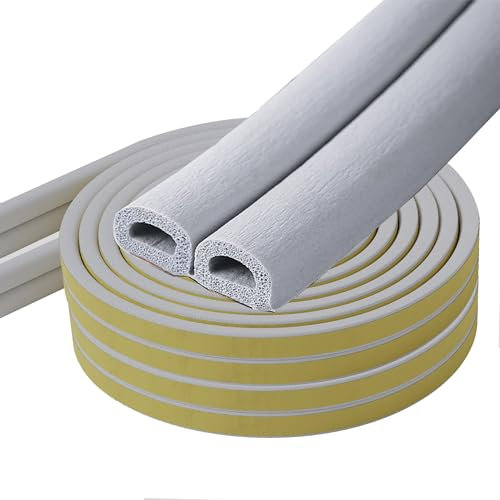10M Guarnizione Finestra Porta, Grigio, 9mm(L) X 6mm(H) D-Tipo Nastro Sigillante Autoadesivo, Paraspifferi Finestre per Finestra Porta Isolamento Freddo, Rumore e Collisione,5M x 2 Rotoli (Grigio 10M)