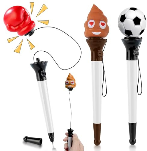 shallyong Kugelschreiber Personalisiert, 3 Stück Kugelschreiber mit Kette, Coole Geschenke Jungs 10 Jahre, kugelschreiber, Einzigartig Ostergeschenk für Kinder, Lustig Scherzartikel Stift, Geschenk