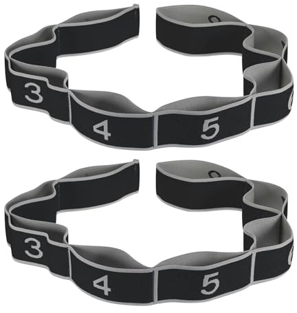 PATIKIL Bandas de Ejercicio 35.4 2 Piezas Correa de Estiramiento de Yoga Bandas Elásticas Latinas para Baile Físico Estiramiento Pilates Bandas de Resistencia Negro/Gris