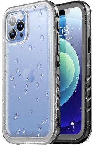 SPORTLINK für iPhone 12/12 Pro wasserdichte Hülle 360 Grad, Schwarz/transp | Outdoor Handyhülle mit Kameraschutz und Displayschutz, militärischer stoßfester Panzerhülle, IP68 waterproof & staubschutz