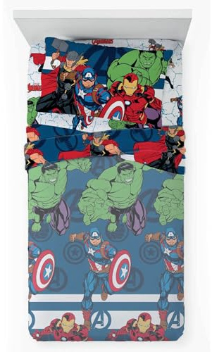 Novia - Completo Letto Singolo - Avengers - 100% Cotone, Disney, stampa colorata, facile da lavare, confortevole e piacevole sulla pelle